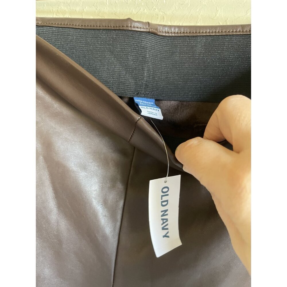 New! Old Navy Faux Leather Chocolate Brown Pants MSRP $49.95 Size 22 Extra High- - Picture 7 of 8